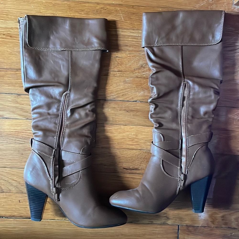 Brown heels boots